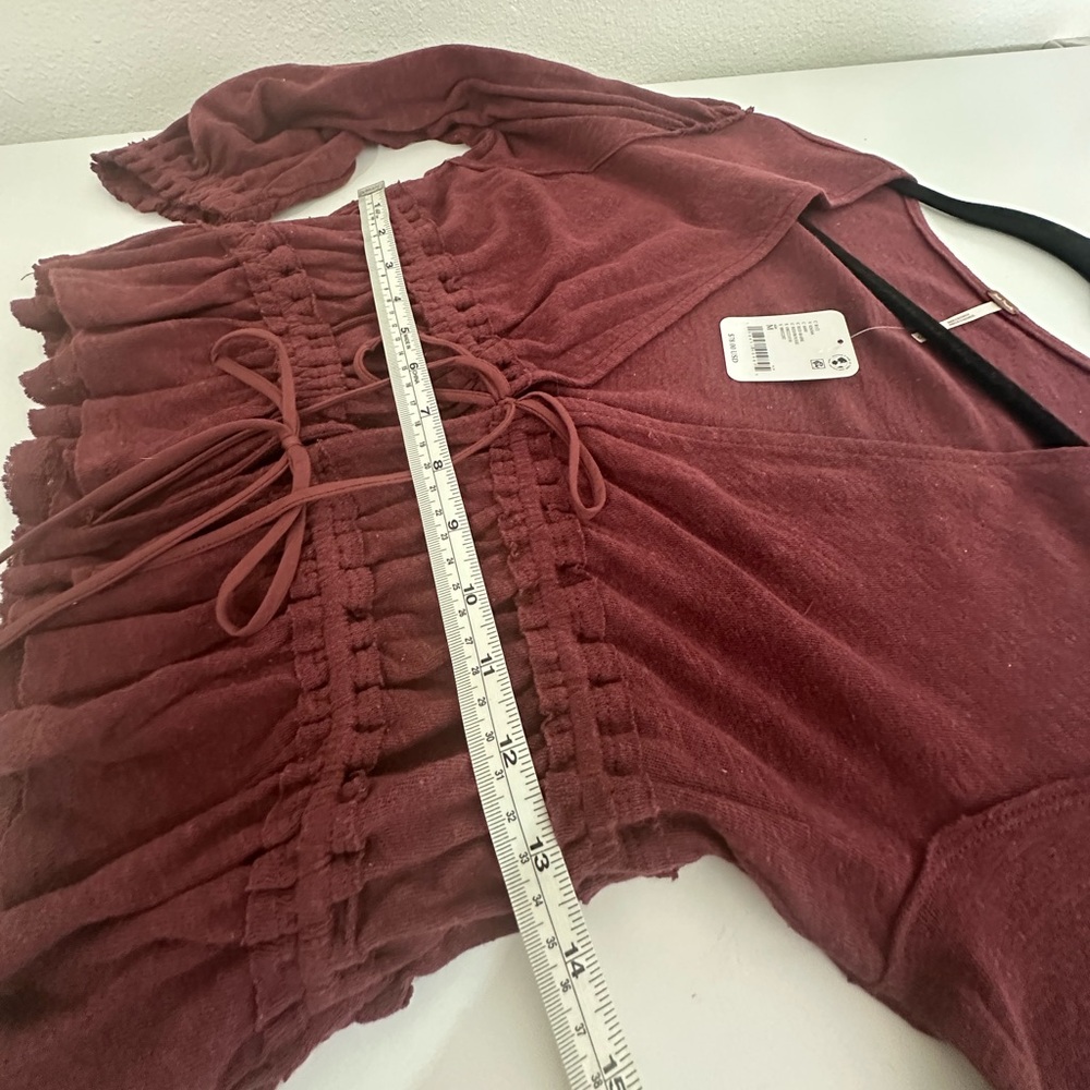 Free People Let’s Go Blouse in Red Bark size Medium NWT - Picture 8 of 11